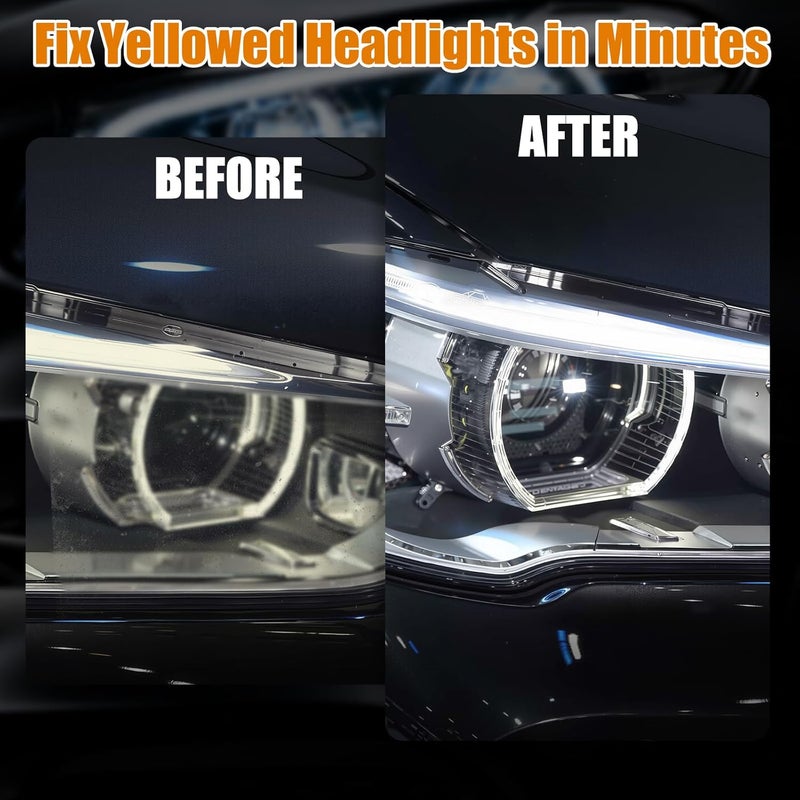 Ciirvoe Automotive Headlight Restoration Kit - Refurbishing Fluid & Polishing Cleaner for Oxidized, Yellowed Headlamps, Enhanced Hydrophobic Coating for Superior Gloss & Protection on All Vehicles - Image 4